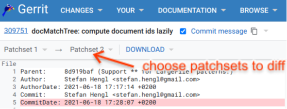 user review ui side by side diff screen patch sets